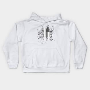 Monochrome American Flag Splash Kids Hoodie